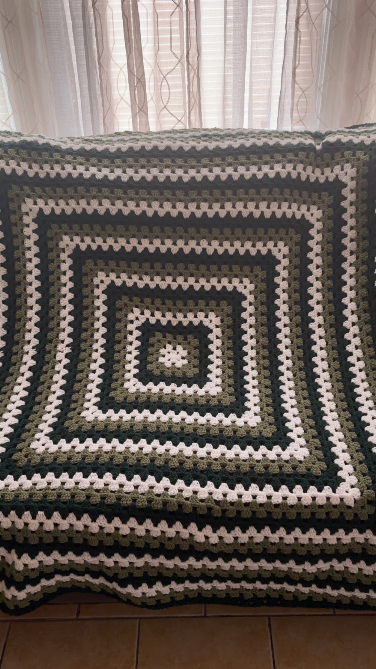 Green ombré granny square blanket