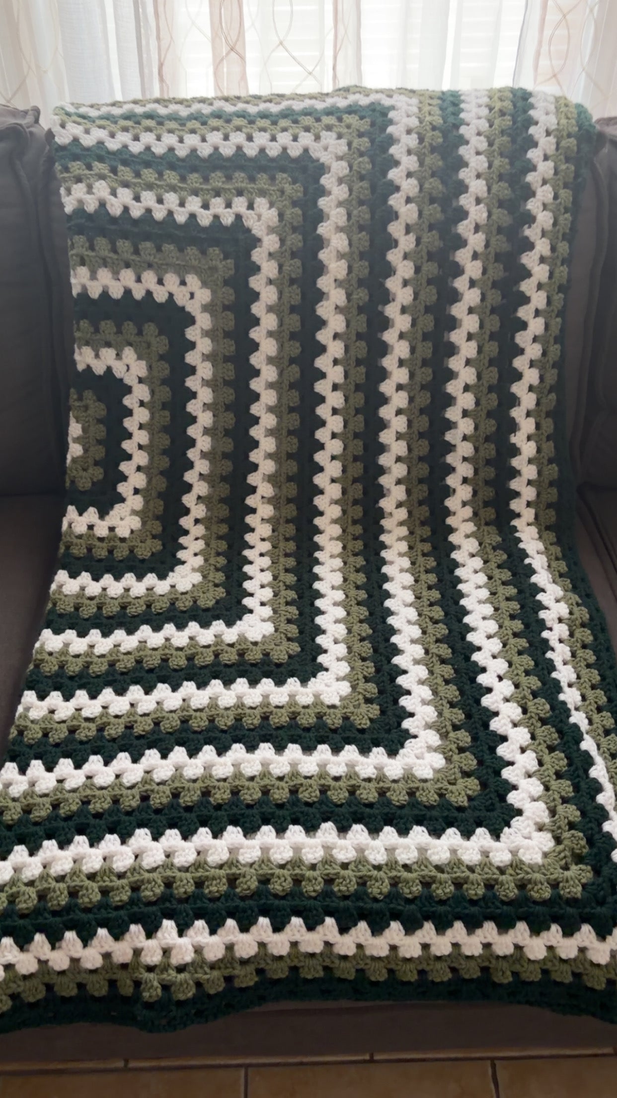 Green ombré granny square blanket