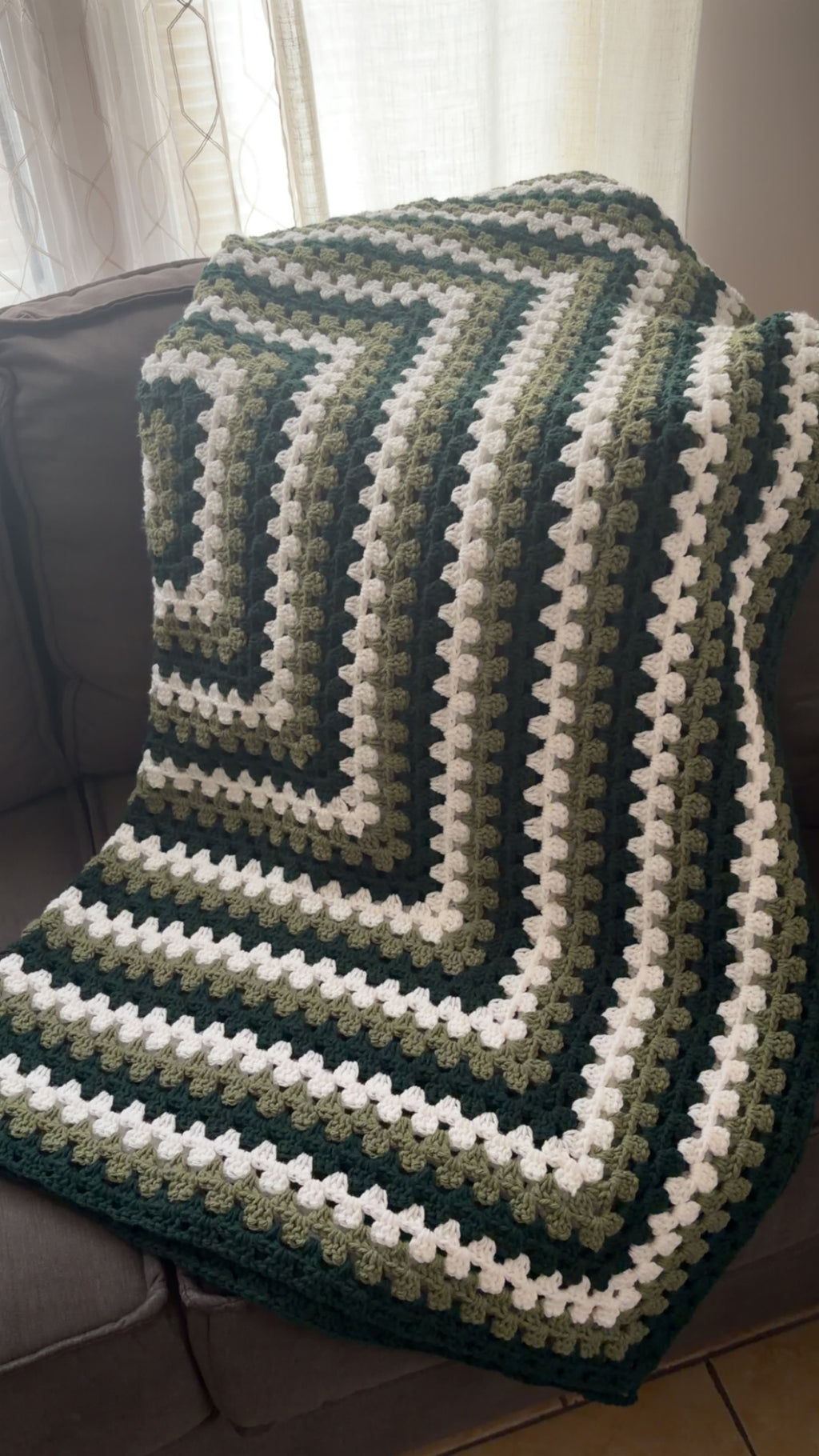 Green ombré granny square blanket