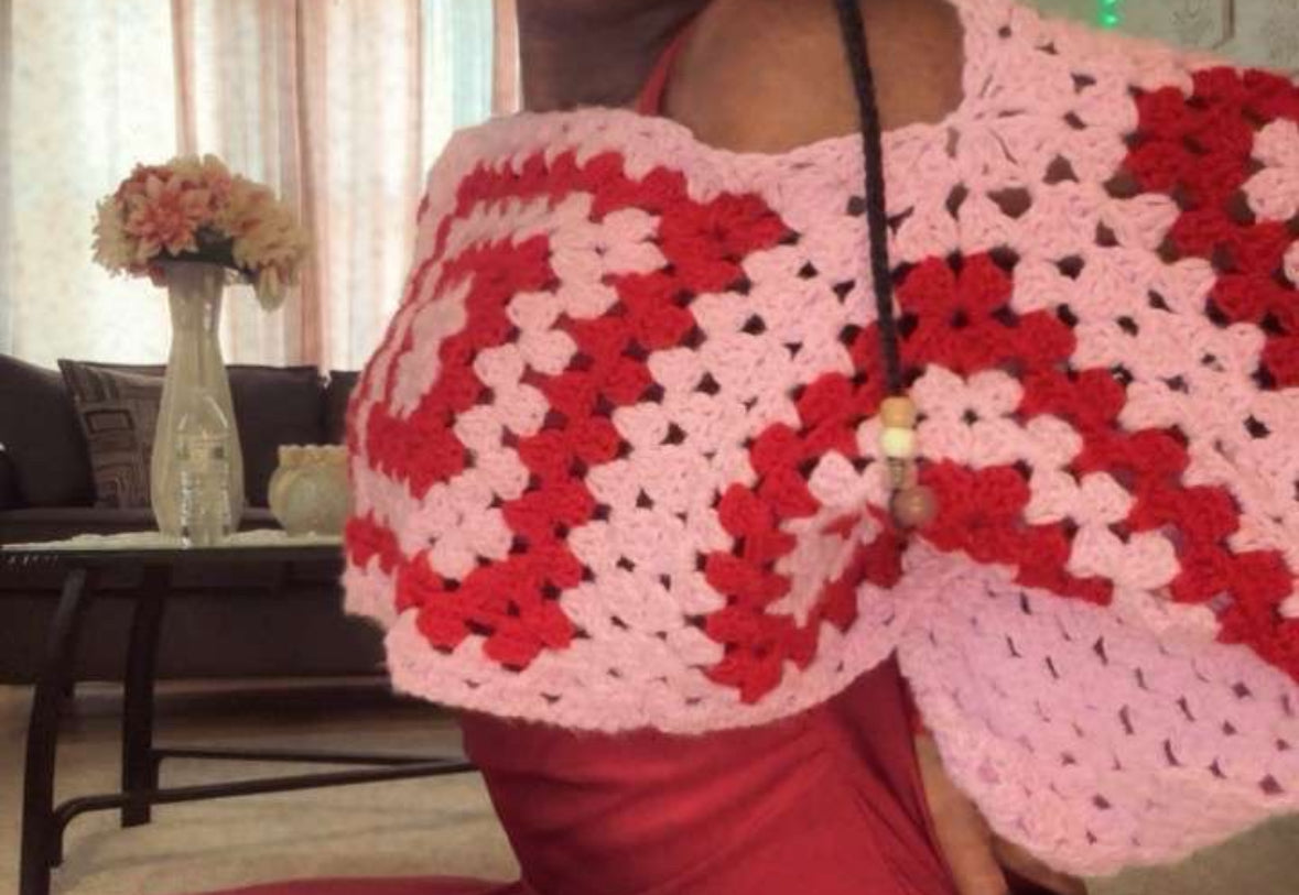 Cropped granny square sweater