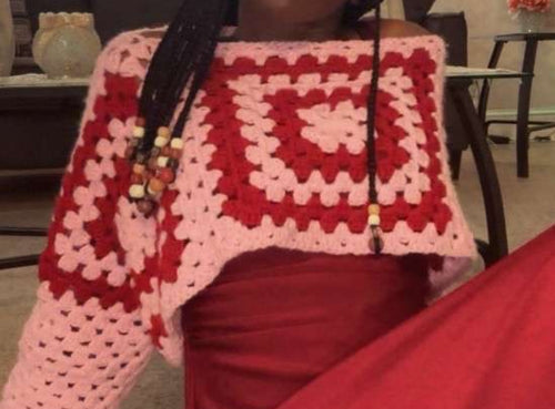 Cropped granny square sweater