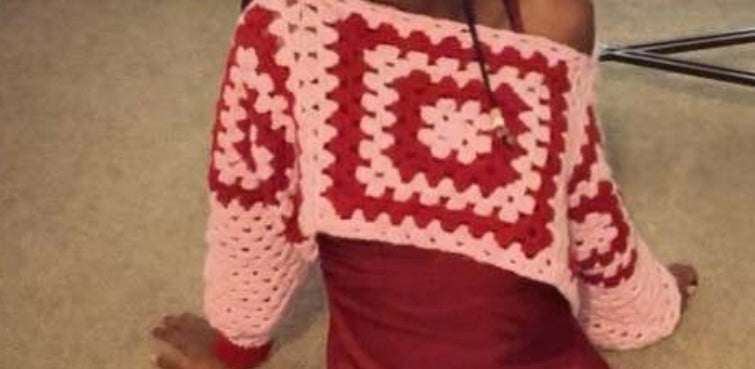 Cropped granny square sweater